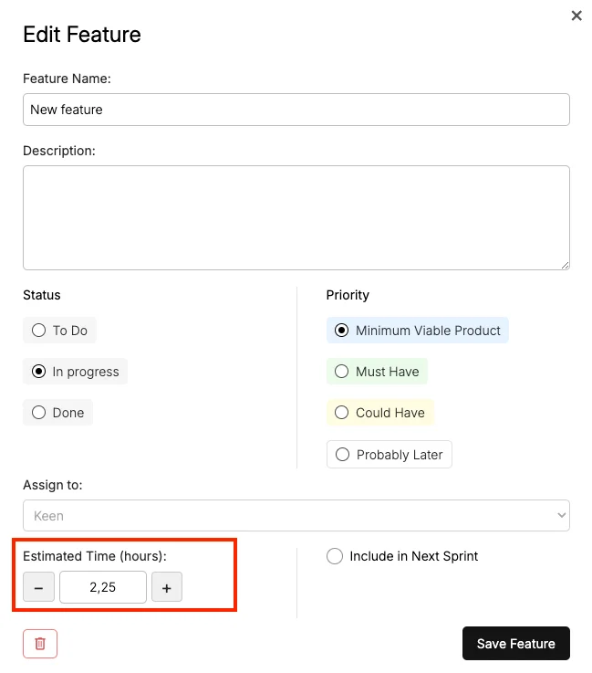 Add time to a feature