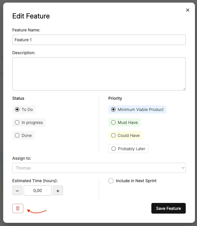 How to delete a feature
