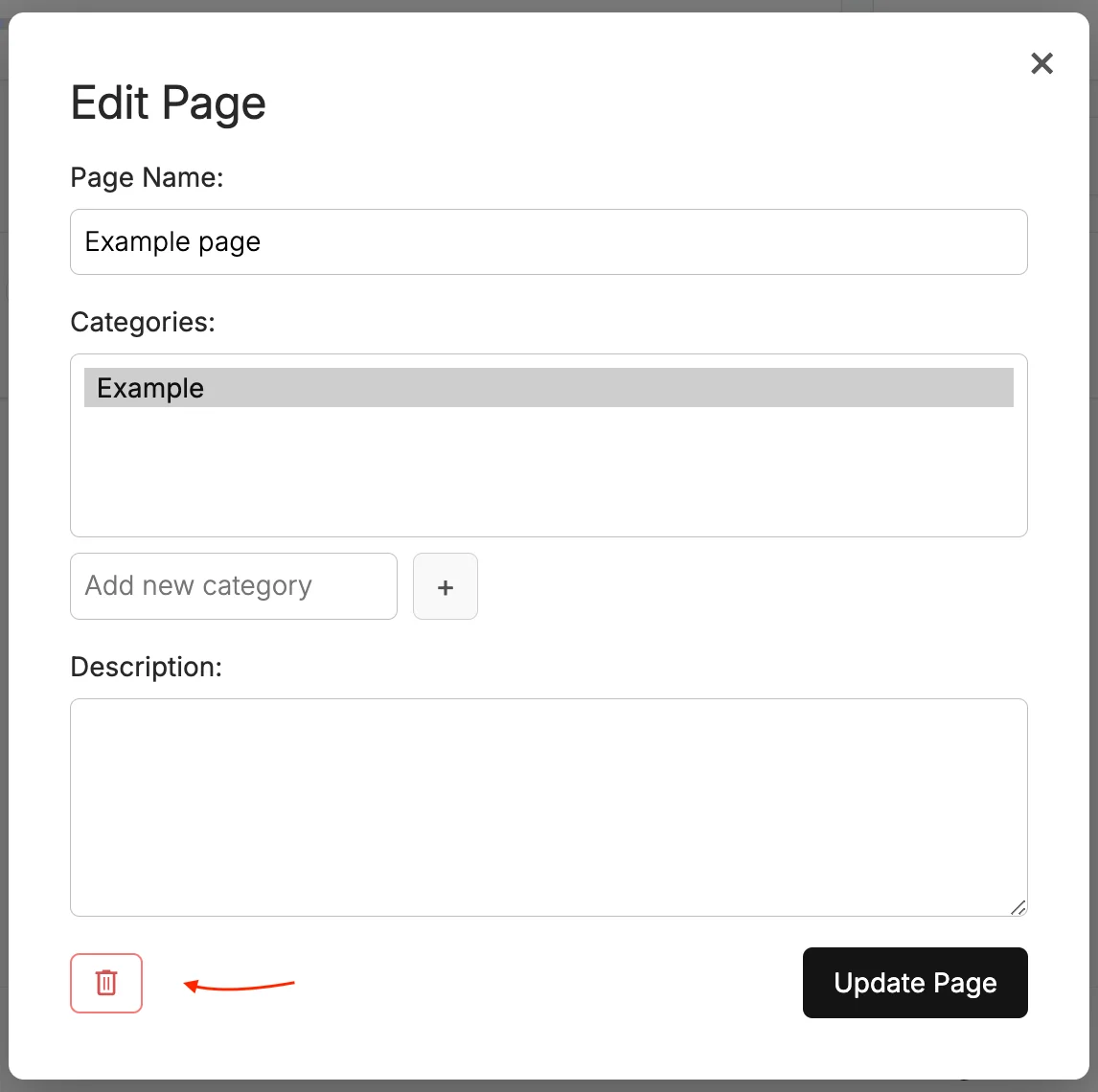 Delete a page
