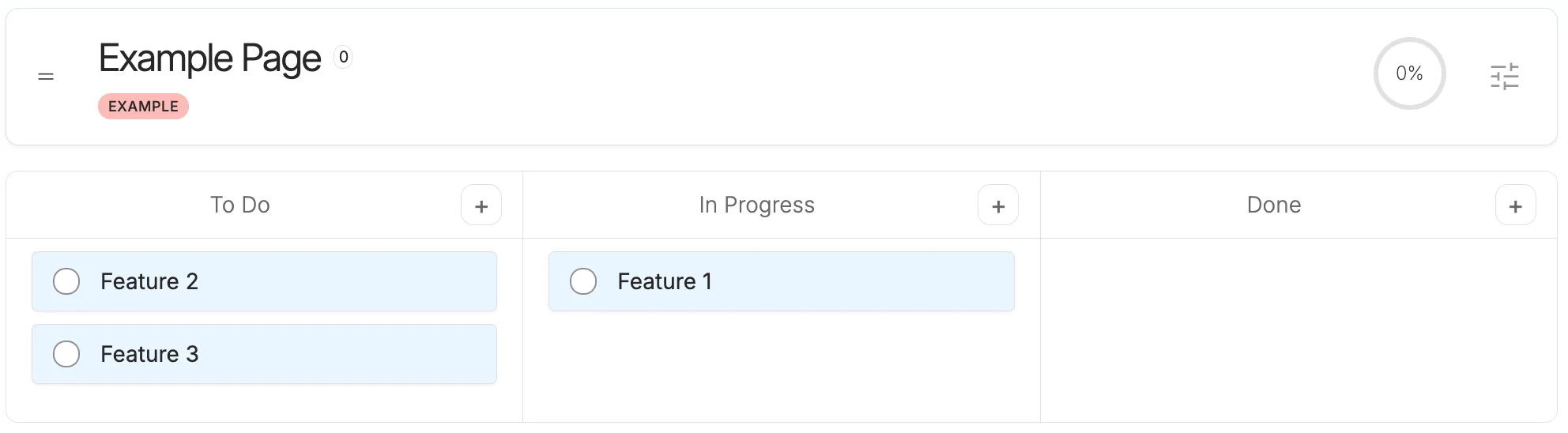 Kanban board example
